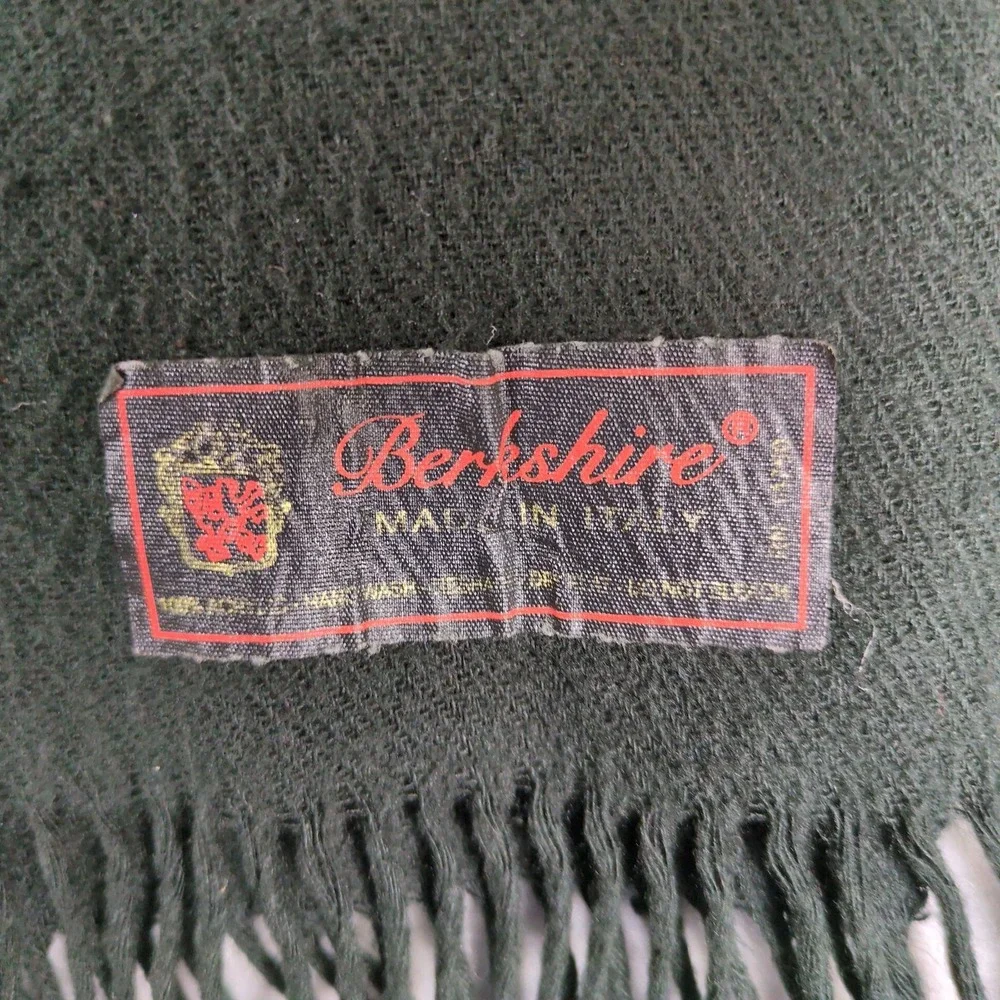 Vintage Berkshire Made in Italy Black Fringe Scarf Acrylic Men/Women Winter Wrap